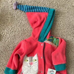Fleece Hooded Jacket Kitty Figure  - NWT